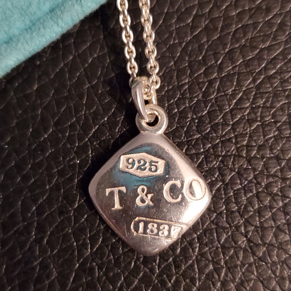 Rare Tiffany & Co. 1837 Montage Cushion Square Pendant Necklace